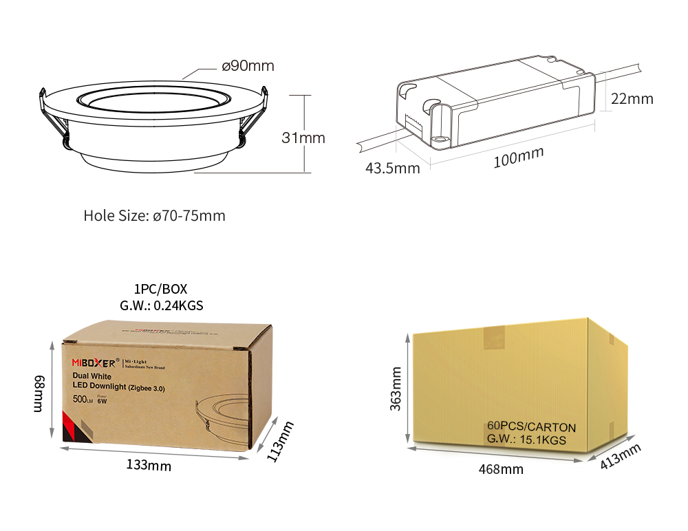 Zigbee 3.0 platte inbouwspot van Miboxer